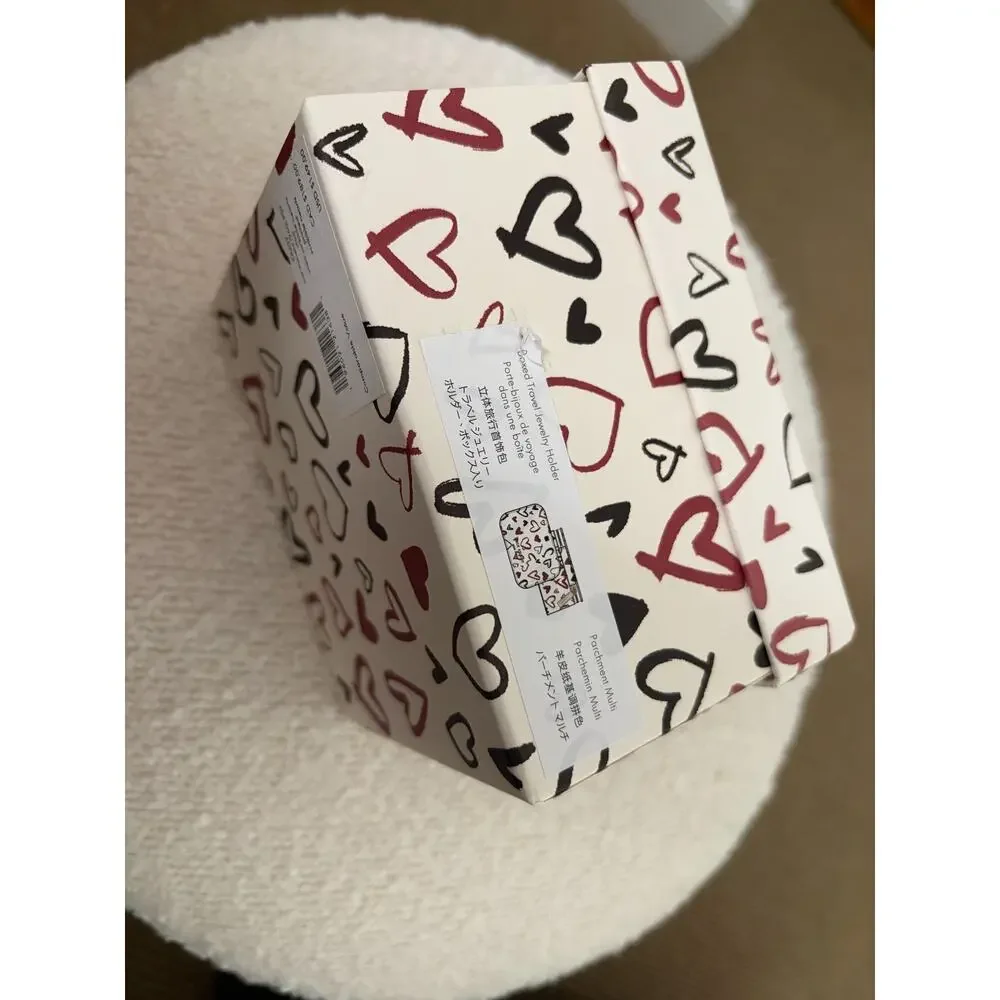Kate Spade New York NIB Staci Scribble Hearts Boxed Travel Jewelry Holder